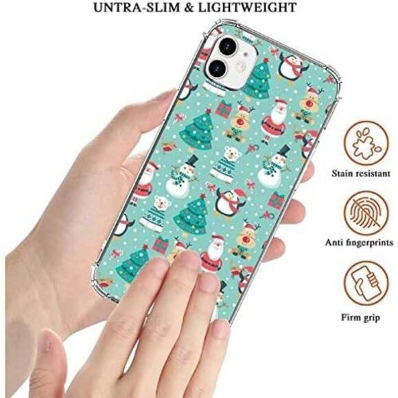 Chic Winter-Themed iPhone 11 Case - Cute Reindeer & Snowmen Design for Girls - Picture 2 of 5